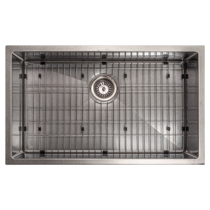 ZLINE 30 in. Meribel Undermount Single Bowl DuraSnow® Stainless Steel Kitchen Sink with Bottom Grid, SRS-30S