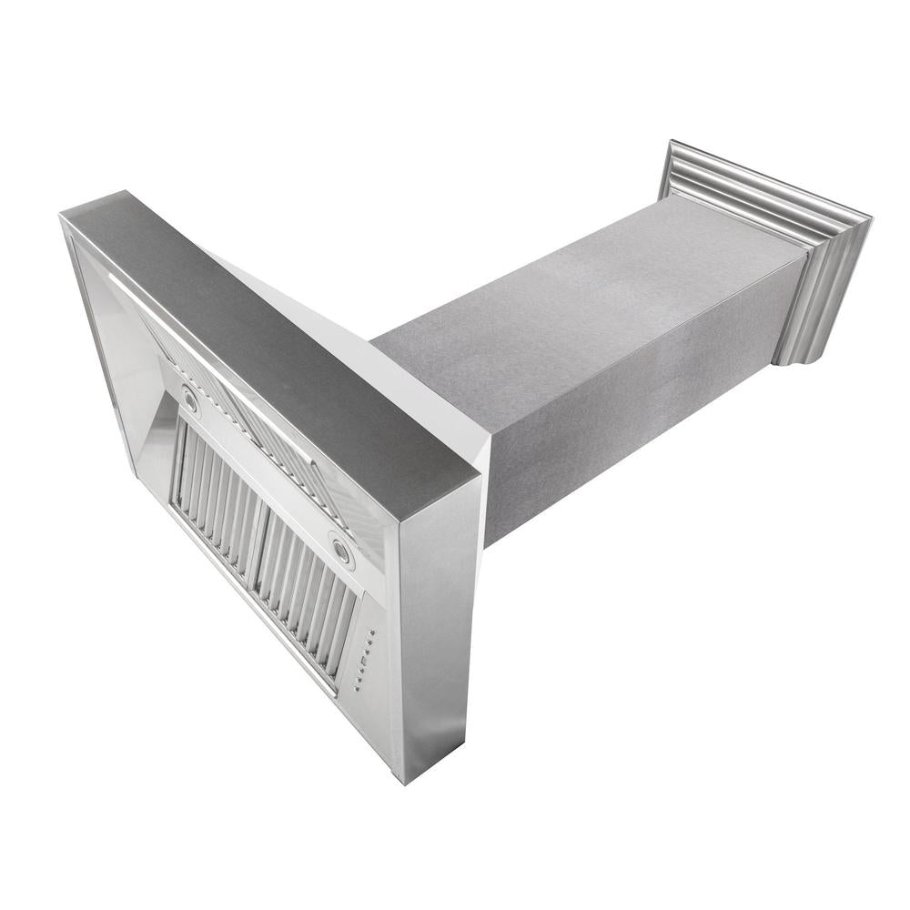 ZLINE 36 in. Kitchen Package with Satin Stainless Steel Dual Fuel Range with White Matte Door and Convertible Vent Range Hood (2KP-RASWMRH36)