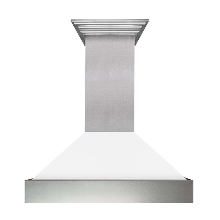 ZLINE 30 in. Kitchen Package with Satin Stainless Steel Dual Fuel Range with White Matte Door and Convertible Vent Range Hood (2KP-RASWMRH30)