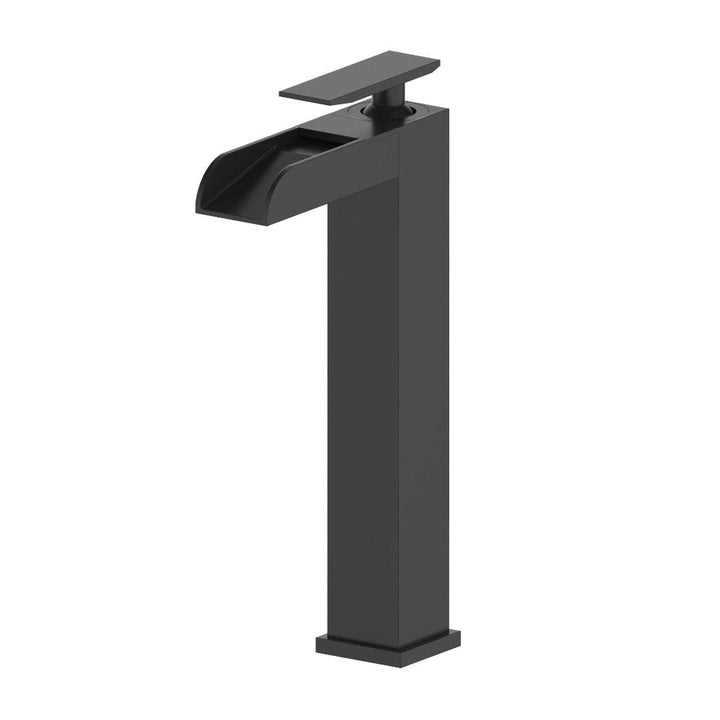 ZLINE Autograph Edition Eagle Falls Waterfall Vessel Sink Single Handle Bath Faucet in Matte Black (EAG-BF-MB)