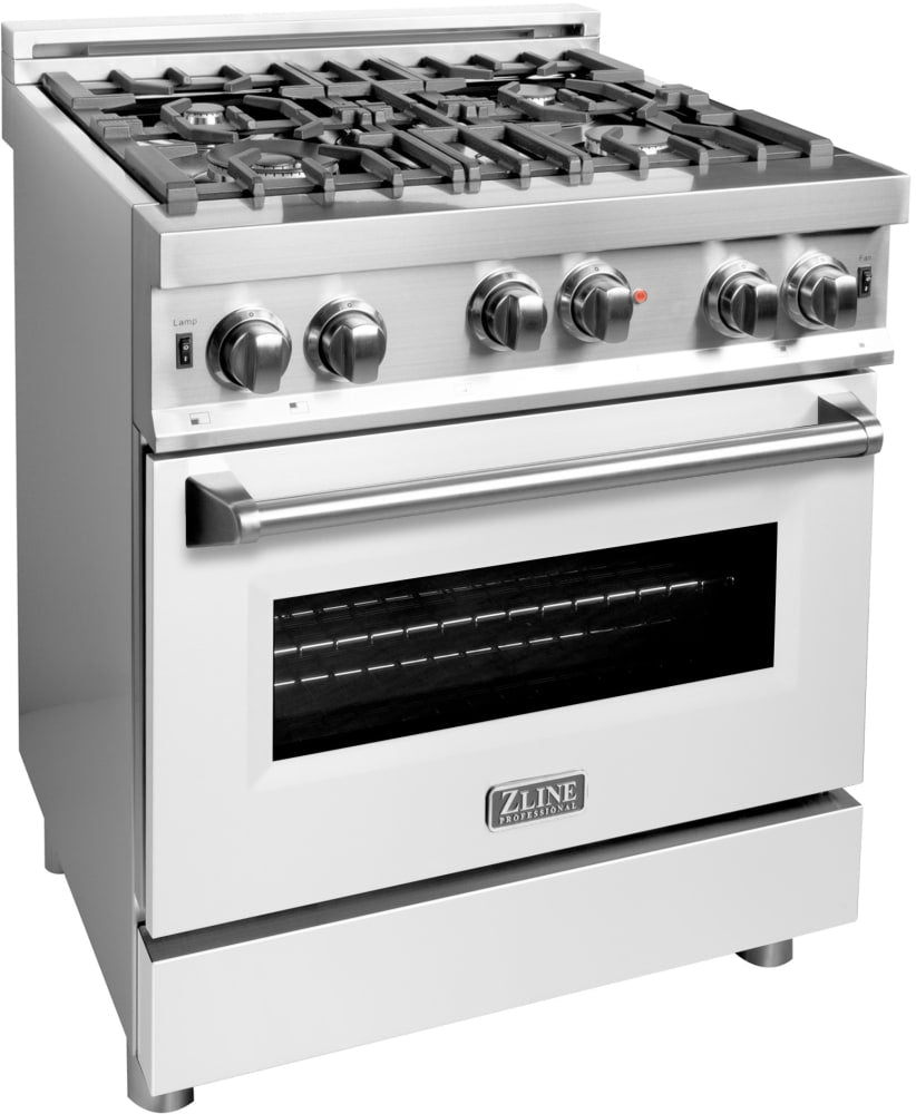 Professional Gas on Gas Range in Stainless Steel with White Matte Door (RG-WM-30) ZLINE 30 in.