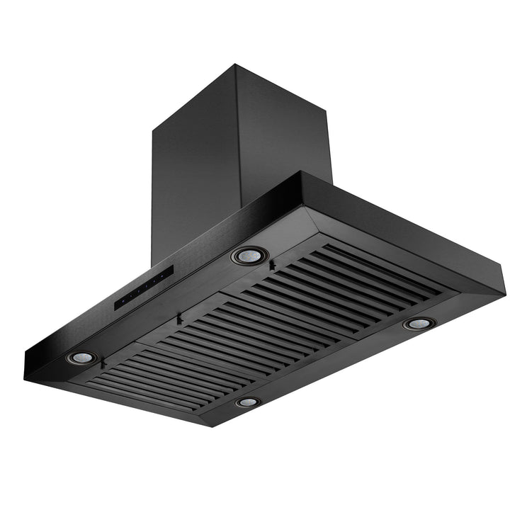 ZLINE 30” Convertible Island Mount Range Hood in Black Stainless Steel