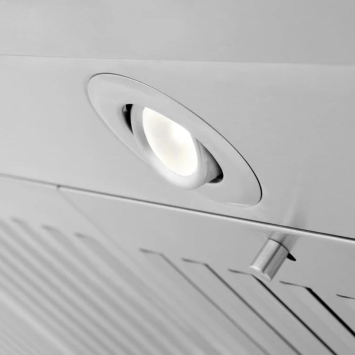 ZLINE GL1iCRN-BT 30" and 36" CrownSound™ Island Mount Range Hood with Built-in Bluetooth Speakers.
