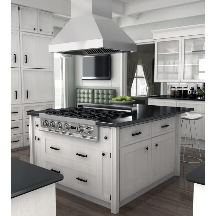 ZLINE 36” Ducted Island Mount Range Hood in Outdoor Stainless Steel