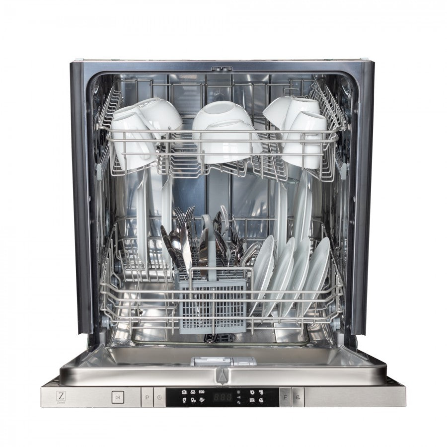 ZLINE 24 in. Top Control Dishwasher in DuraSnow® Finished Stainless Steel with Traditional Handle, DW-SN-H-24