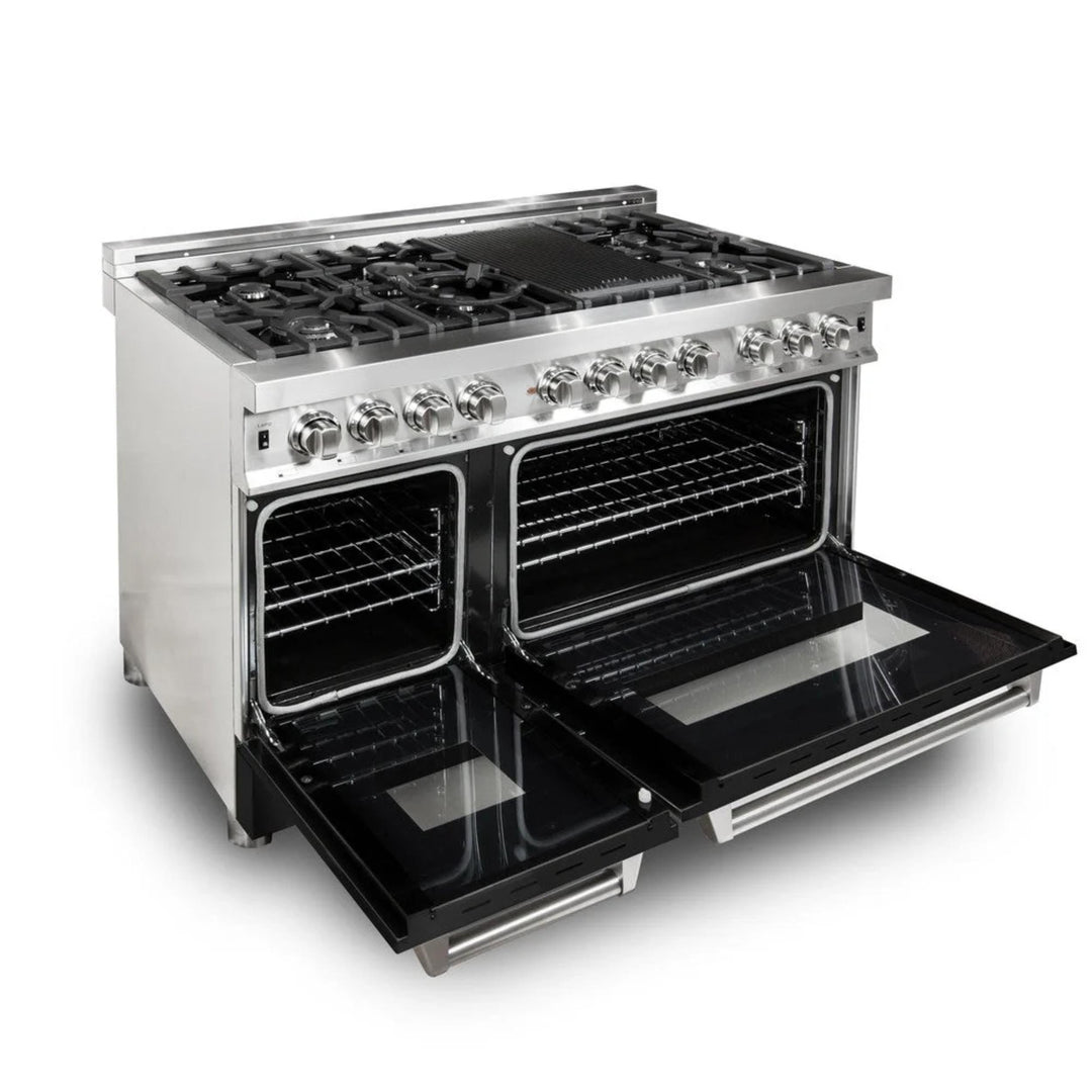 ZLINE Legacy Dual Fuel Range with Black Matte Door – Available in 24", 30", 36", and 48" Sizes