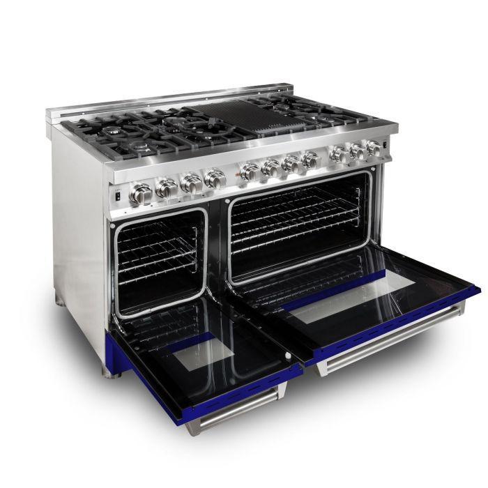 ZLINE 48 in. Professional Gas Burner/Electric Oven Stainless Steel 6.0 cu.ft. 7 Range - Blue Matte, RA-BM-48