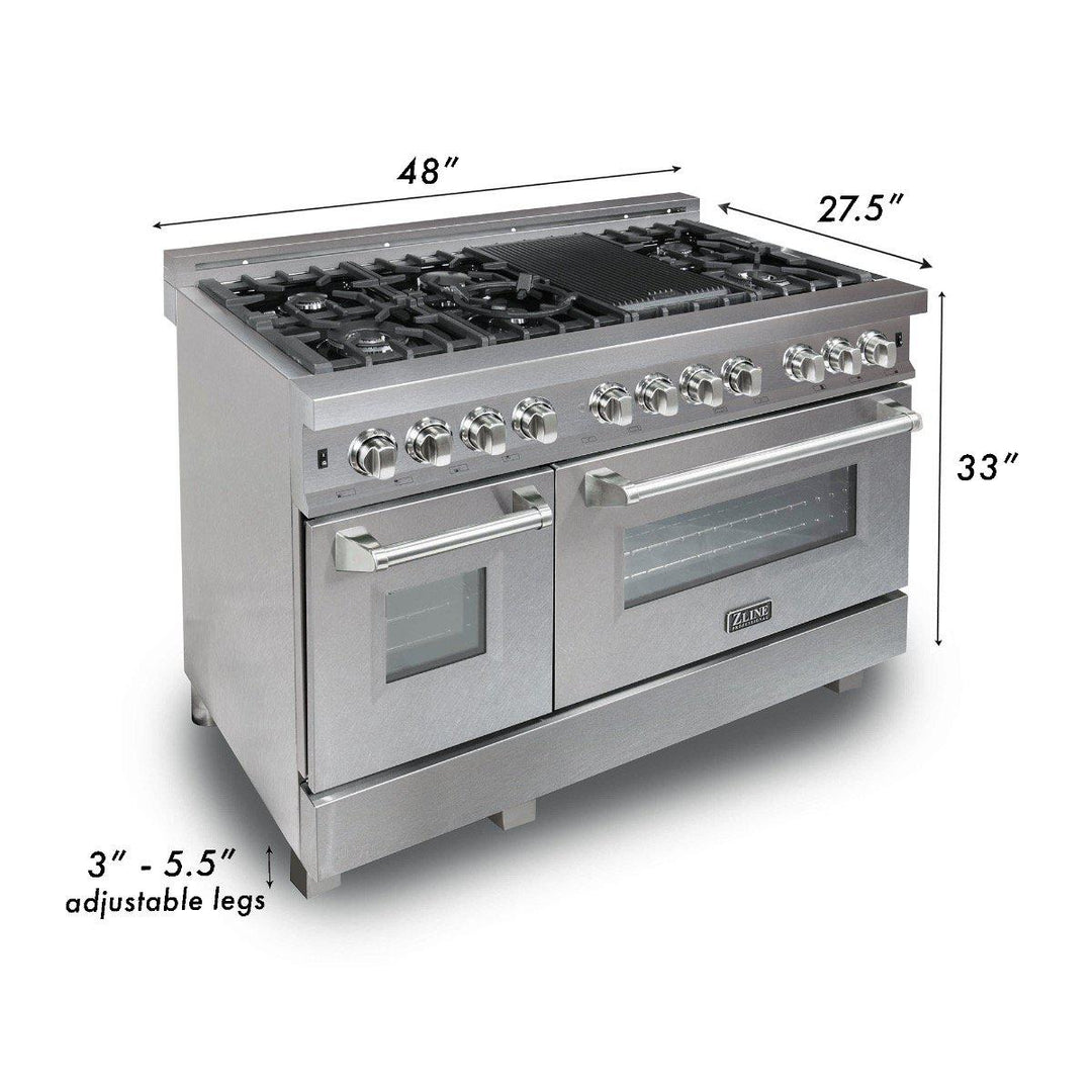 ZLINE 48 in. Professional Gas Burner/Electric Oven DuraSnow® Stainless 6.0 cu.ft. 7 Range with Blue Matte Door, RAS-BM-48