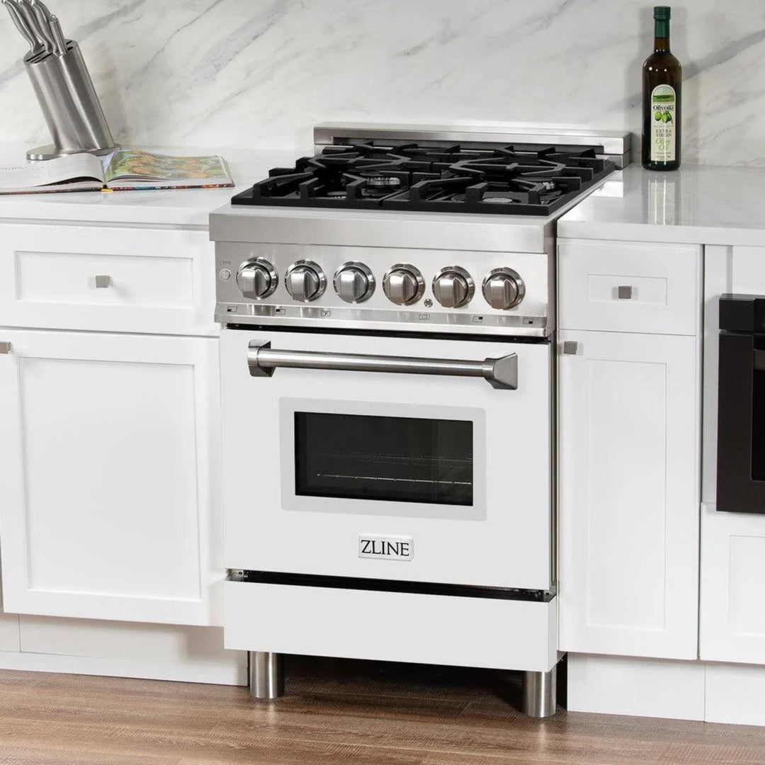 ZLINE Legacy Dual Fuel Range with White Matte Door and Griddle – 30", 36", and 48"