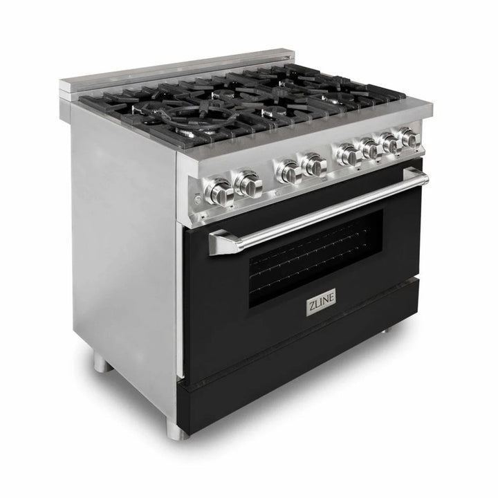 ZLINE Legacy Dual Fuel Range with Black Matte Door – Available in 24", 30", 36", and 48" Sizes