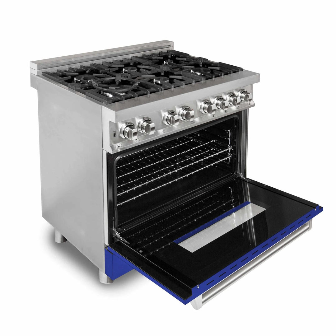 ZLINE Legacy Dual Fuel Range with Black Matte Door – 30", 36", and 48"