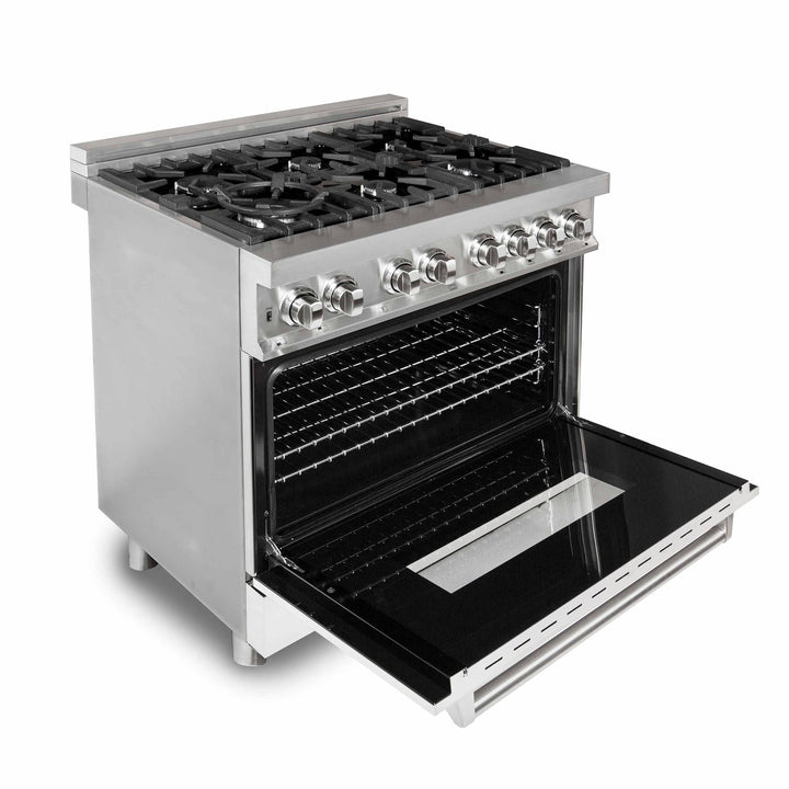 ZLINE 36 in. Professional Gas Burner/Electric Oven Stainless Steel Range with White Matte Door, RA-WM-36