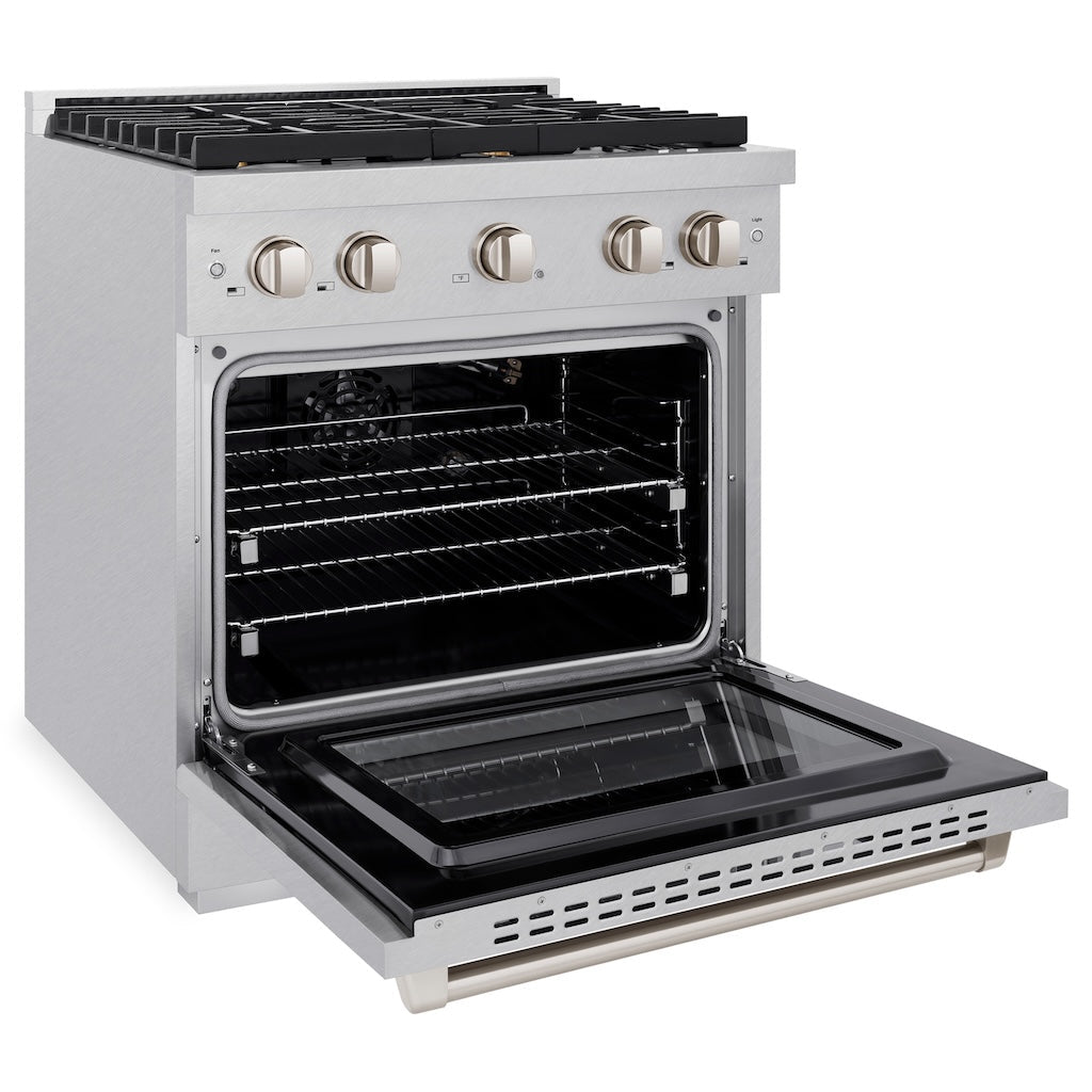 ZLINE Paramount 30" Gas Range with Convection Oven and 4 Brass Burners in DuraSnow® Stainless Steel, SGRS-BR-30