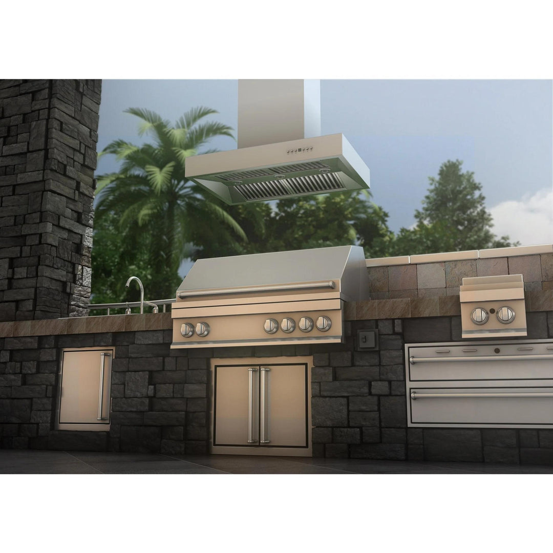 ZLINE KECOMi-R 36 Inch 400/700 CFM Remote Blower Island Mount Range Hood Stainless Steel