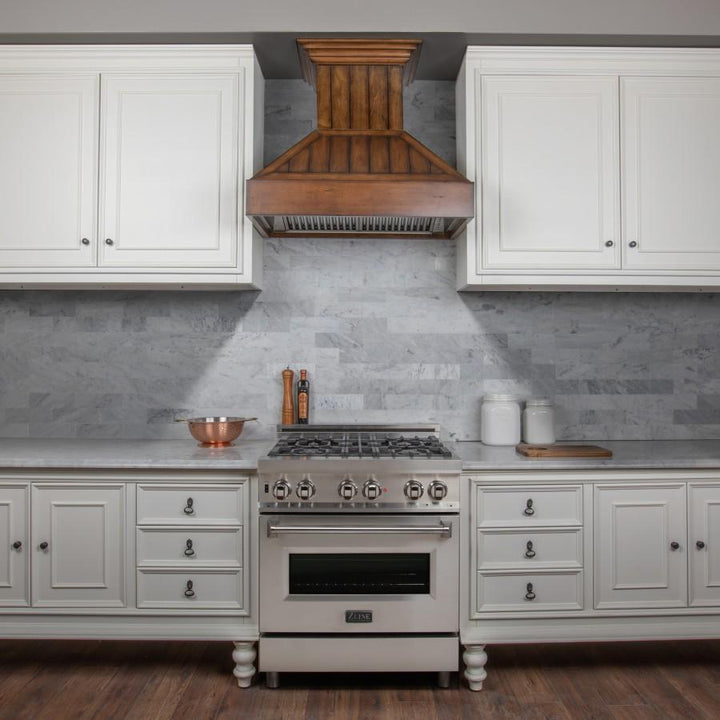 ZLINE 30" Shiplap Wooden Wall Mount Range Hood in Rustic Light Finish