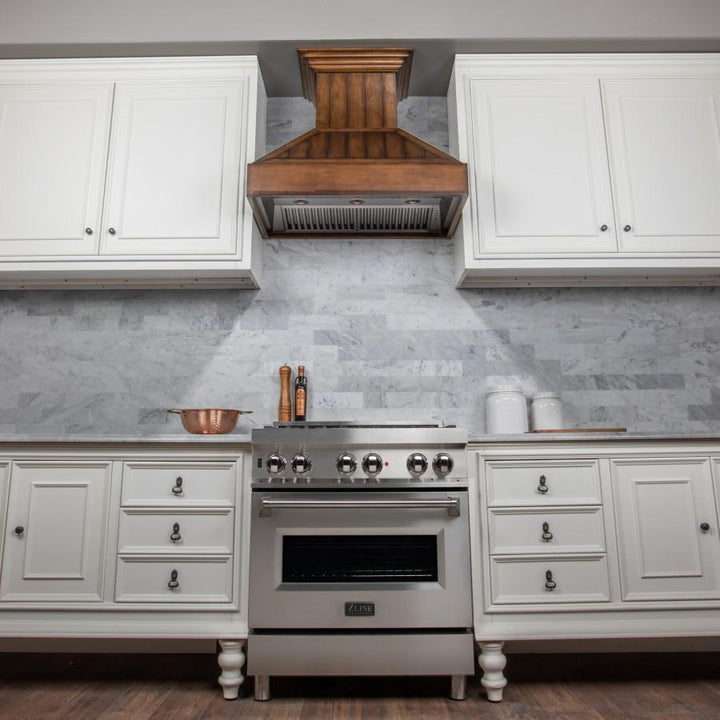 ZLINE 30" Shiplap Wooden Wall Mount Range Hood in Rustic Light Finish
