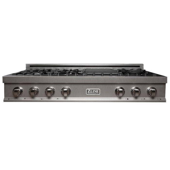 ZLINE 48 in. Rangetop in DuraSnow® Stainless with 7 Gas Burners, RTS-48