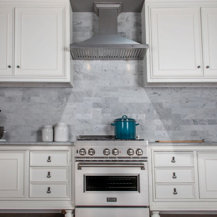 ZLINE 36 in. Designer Series Snow Finished Stainless Steel Wall Mount Range Hood (8KBS-36)