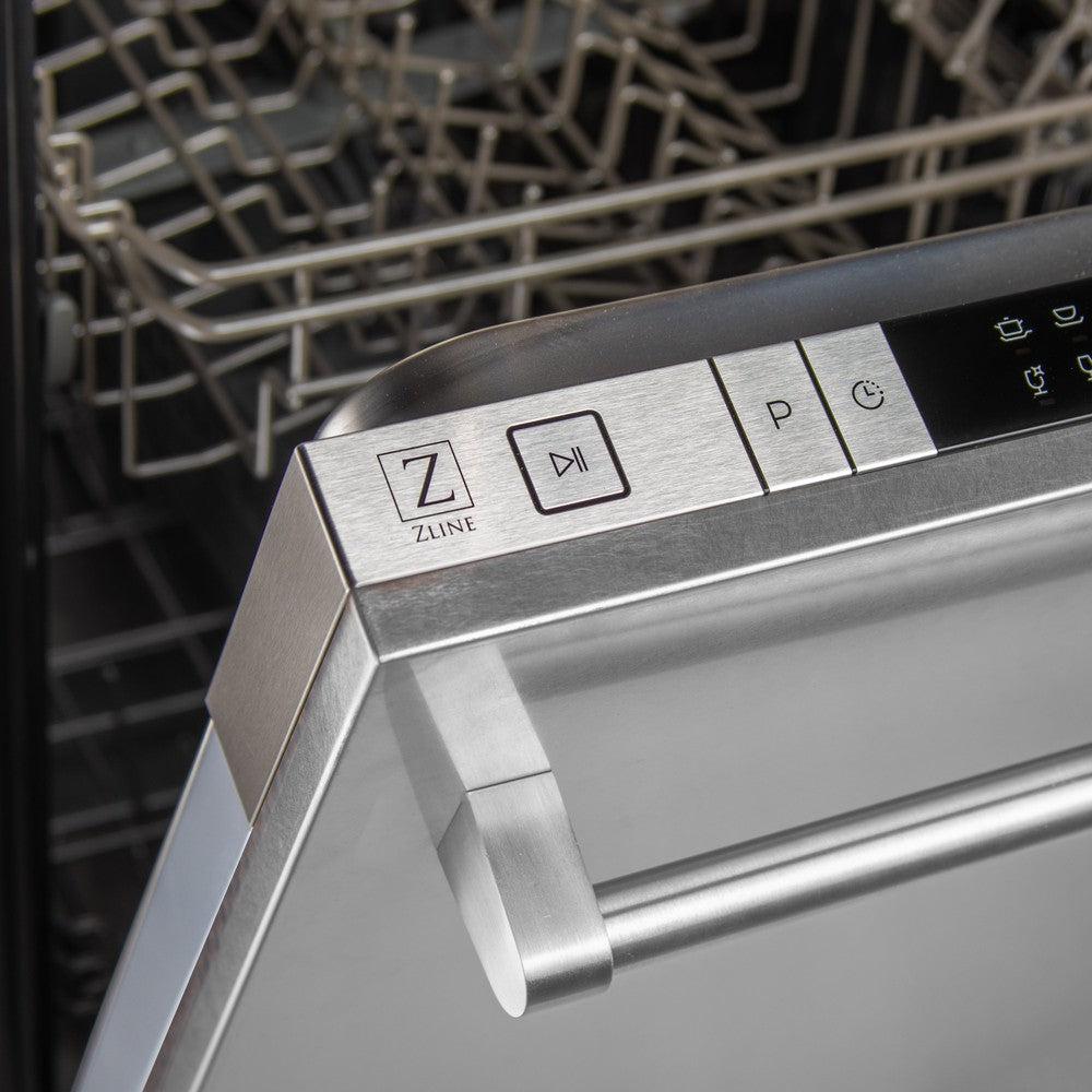 ZLINE 36 in. Kitchen Package with Satin Stainless Dual Fuel Range, Ducted Vent Range Hood and Dishwasher (3KP-RASRH36-DW)