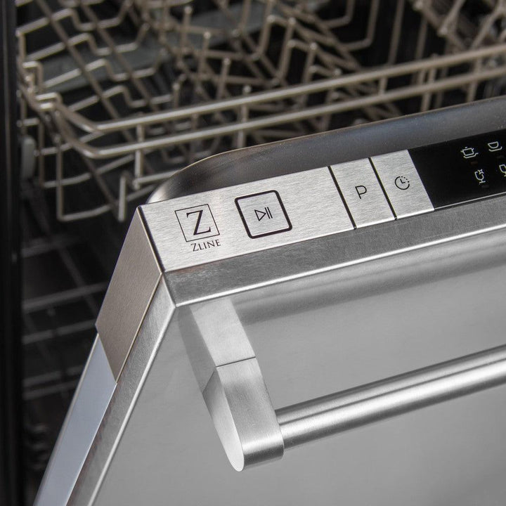 ZLINE 36 in. Kitchen Package with Satin Stainless Dual Fuel Range, Ducted Vent Range Hood and Dishwasher (3KP-RASRH36-DW)