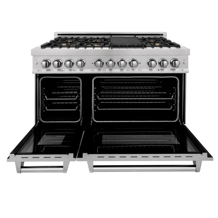 ZLINE Legacy Dual Fuel Ranges in Satin Stainless Steel with Brass Burners &amp; Griddle – 30", 36", &amp; 48"