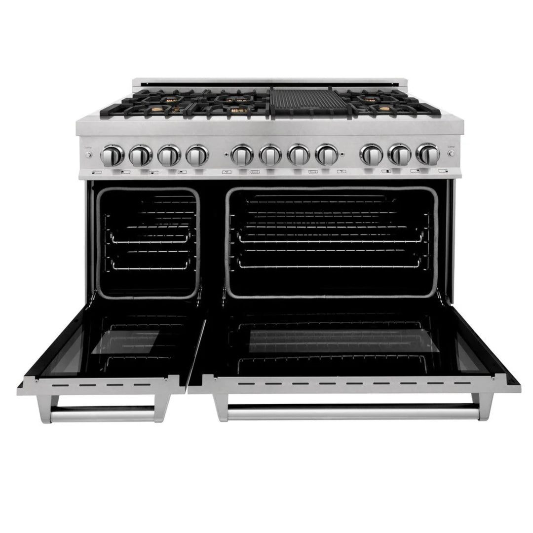 ZLINE Legacy Dual Fuel Range Satin Stainless with Brass Burners – 30", 36", &amp; 48"