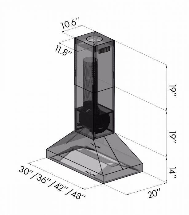 ZLINE 36 in. Outdoor/Indoor Island Stainless Range Hood, 597i-304-36