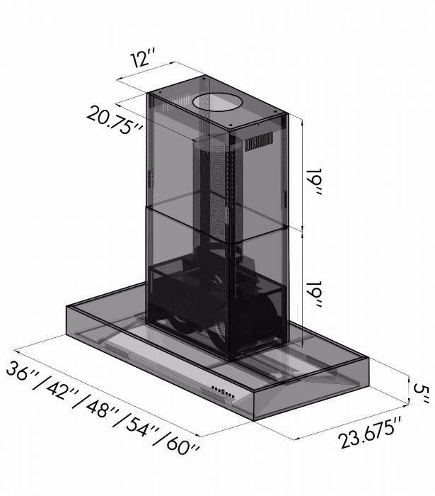 ZLINE 48 In. Ducted Outdoor Island Mount Range Hood in Stainless Steel, KECOMi-304-48