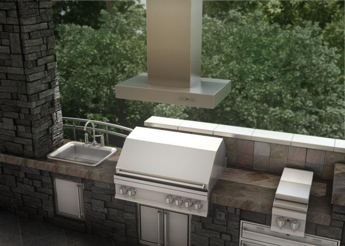 ZLINE 36 In. Ducted Outdoor Island Mount Range Hood in Stainless Steel, KECOMi-304-36