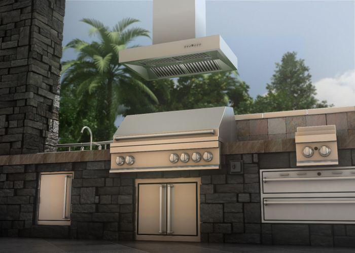 ZLINE 36 In. Ducted Outdoor Island Mount Range Hood in Stainless Steel, KECOMi-304-36