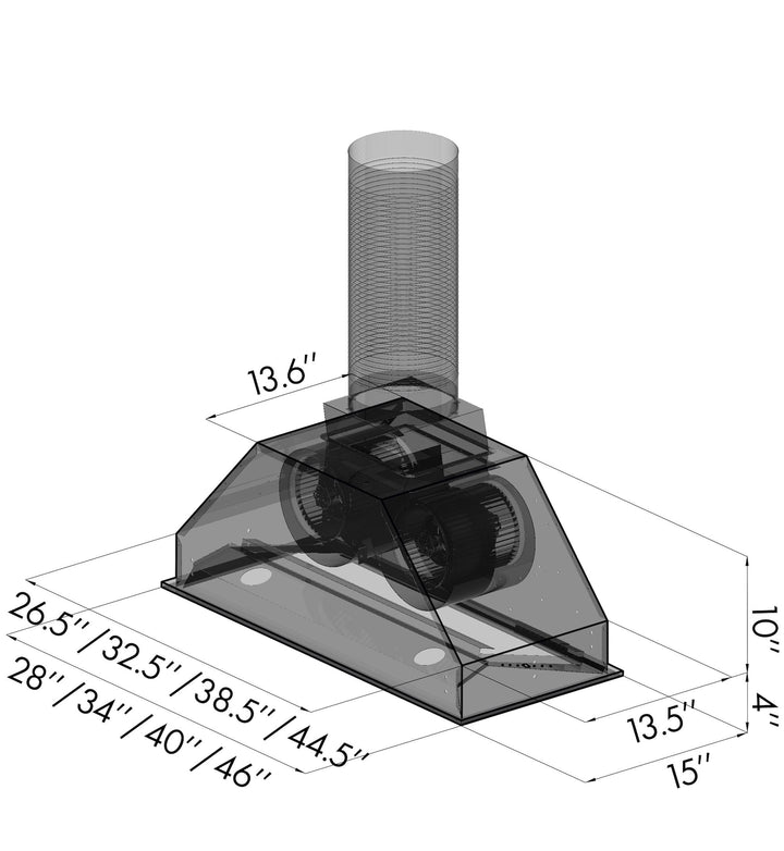 ZLINE 46 in. Width Outdoor Range Hood Insert (15 in. Depth), 695-304-46