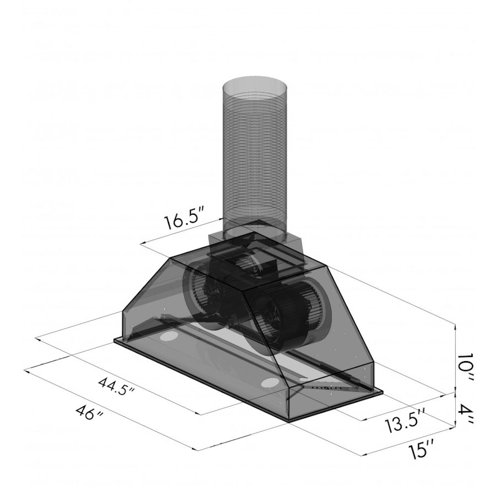 ZLINE 46 in. Ducted Wall Mount Range Hood Insert in Stainless Steel (695-46)