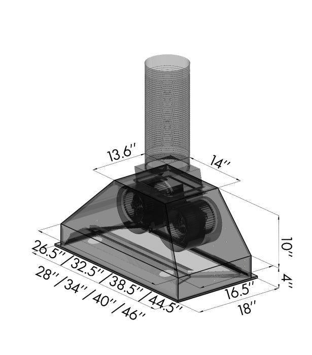 ZLINE 28 In. Ducted Remote Blower Range Hood Insert in Stainless Steel, 698-RD-28