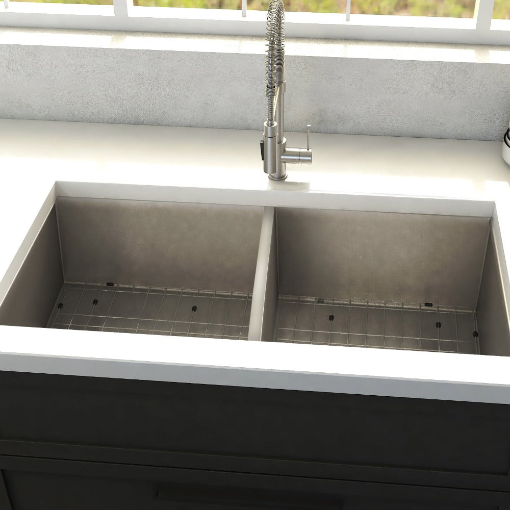 ZLINE 36 in. Anton Undermount Double Bowl Stainless Steel Kitchen Sink with Bottom Grid (SR50D-36)