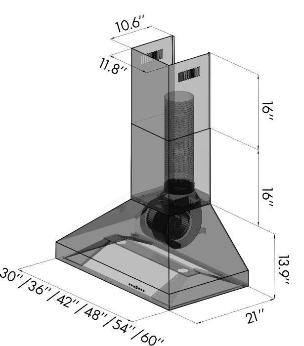 ZLINE 48 in. Remote Dual Blower Stainless Wall Range Hood, 597-RD-48