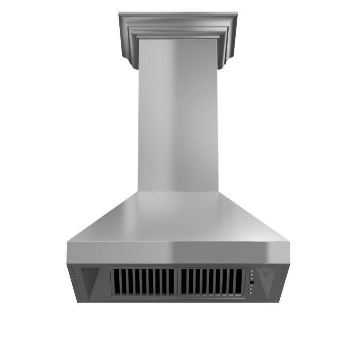 ZLINE 36 in. Professional Convertible Vent Wall Mount Range Hood in Stainless Steel with Crown Molding, 597CRN-36