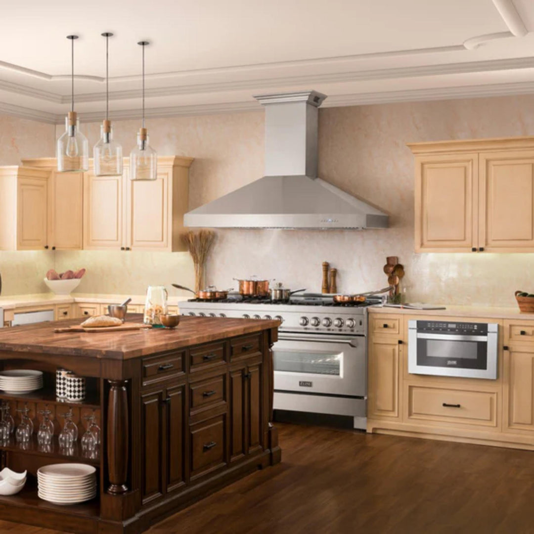 ZLINE 667CRN-BT Series Wall Mount Range Hood with Bluetooth Speakers.