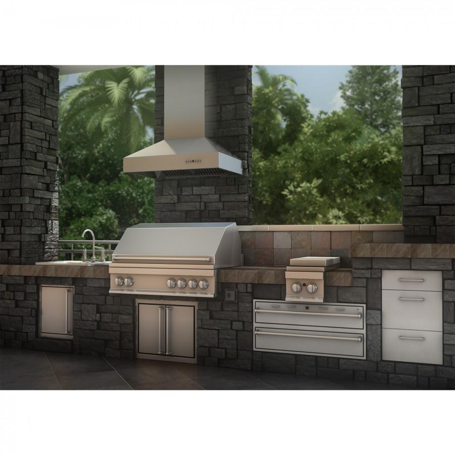 ZLINE 42 in. Ducted Wall Mount Range Hood in Outdoor Approved Stainless Steel, 697-304-42