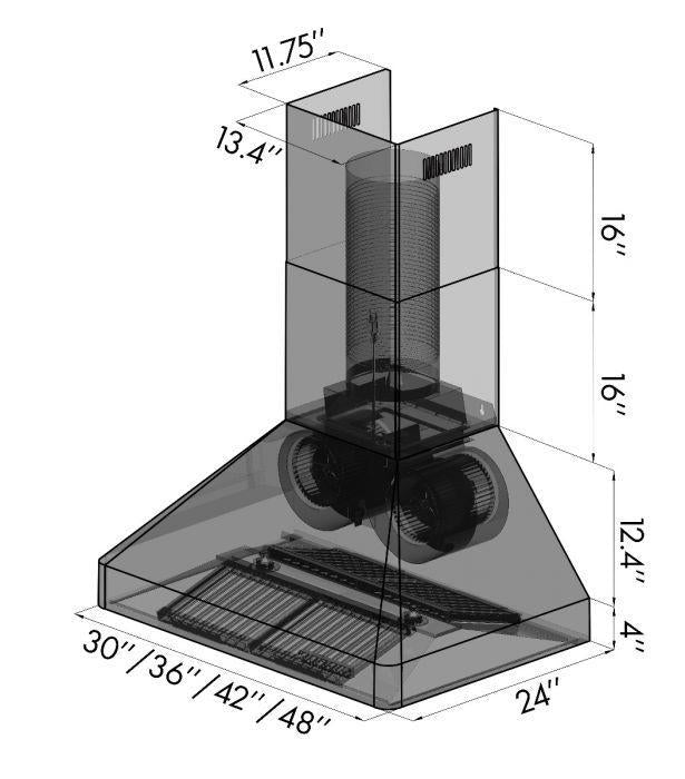 ZLINE 30 in. Stainless Steel Wall Range Hood, 9667-30