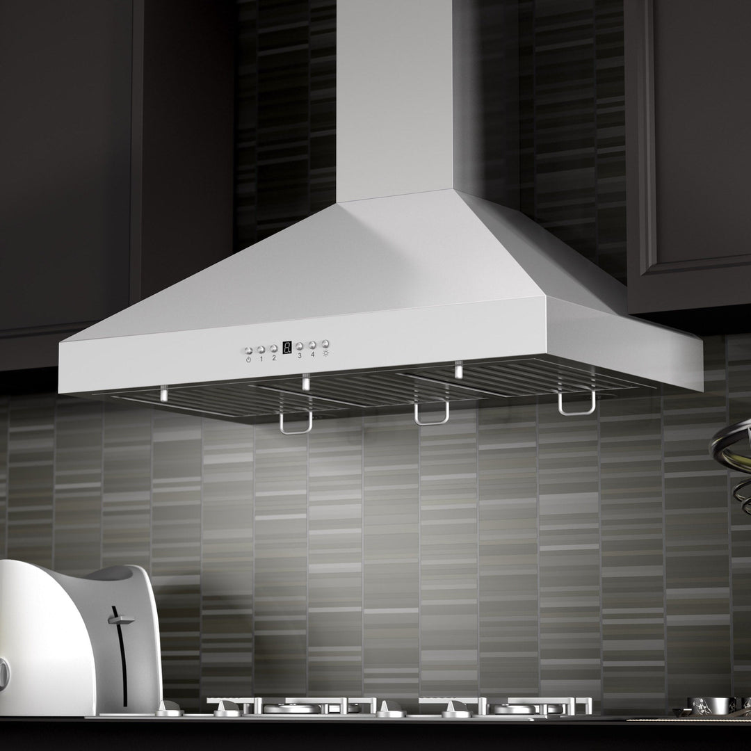 ZLINE 36" Convertible Vent Convertible Vent Wall Mount Range Hood in Stainless Steel with Crown Molding (KL3CRN-36)