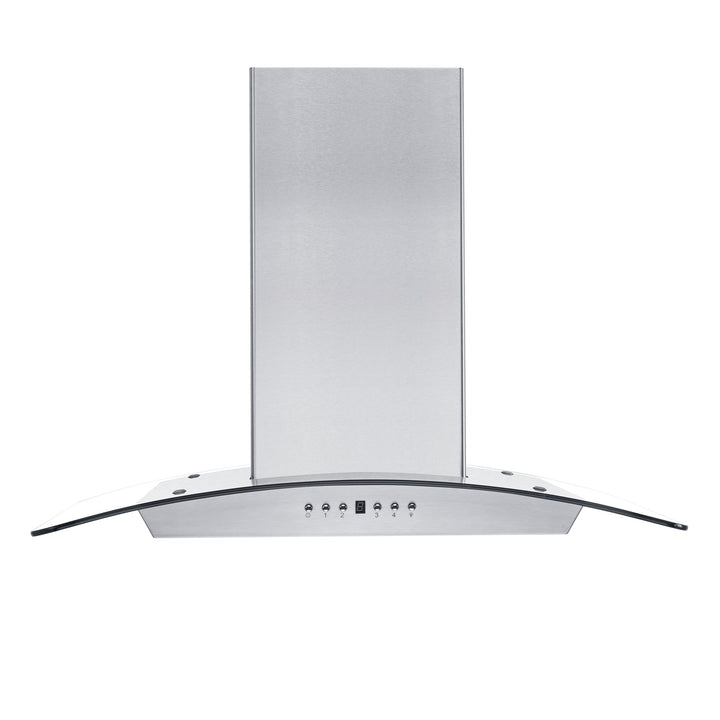 ZLINE 36" Convertible Vent Wall Mount Range Hood in Stainless Steel &amp; Glass with Crown Molding (KZCRN-36)