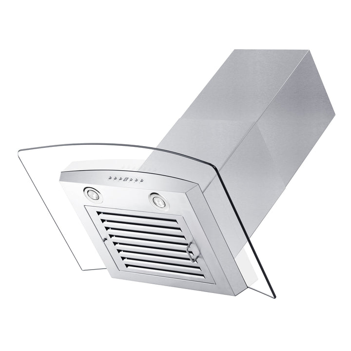 ZLINE 36" Convertible Vent Wall Mount Range Hood in Stainless Steel &amp; Glass with Crown Molding (KZCRN-36)