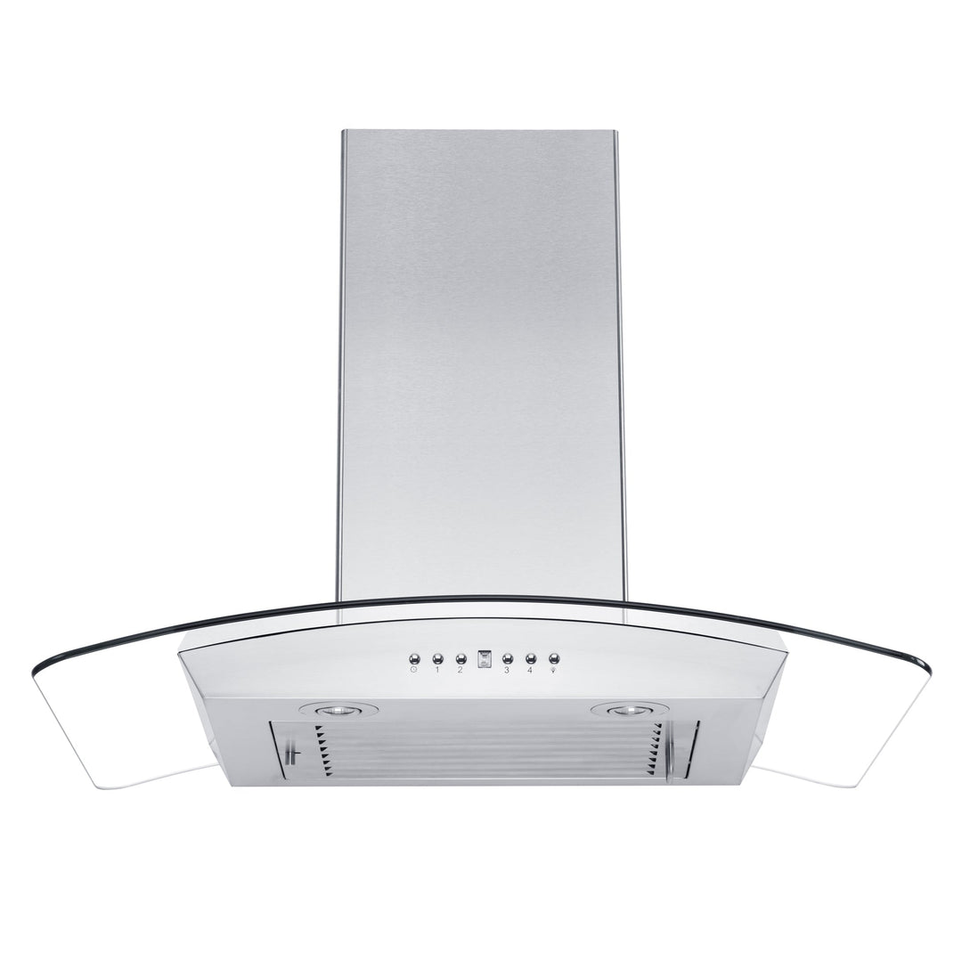 ZLINE 36" Convertible Vent Wall Mount Range Hood in Stainless Steel &amp; Glass with Crown Molding (KZCRN-36)
