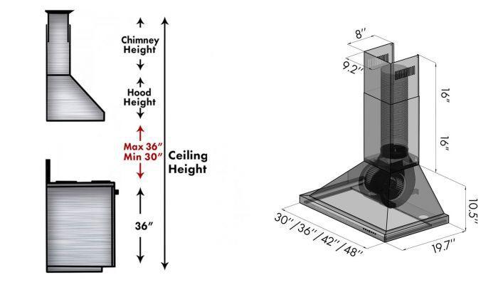 ZLINE 42 in. Convertible Vent Wall Mount Range Hood in Black Stainless Steel, BSKBN-42