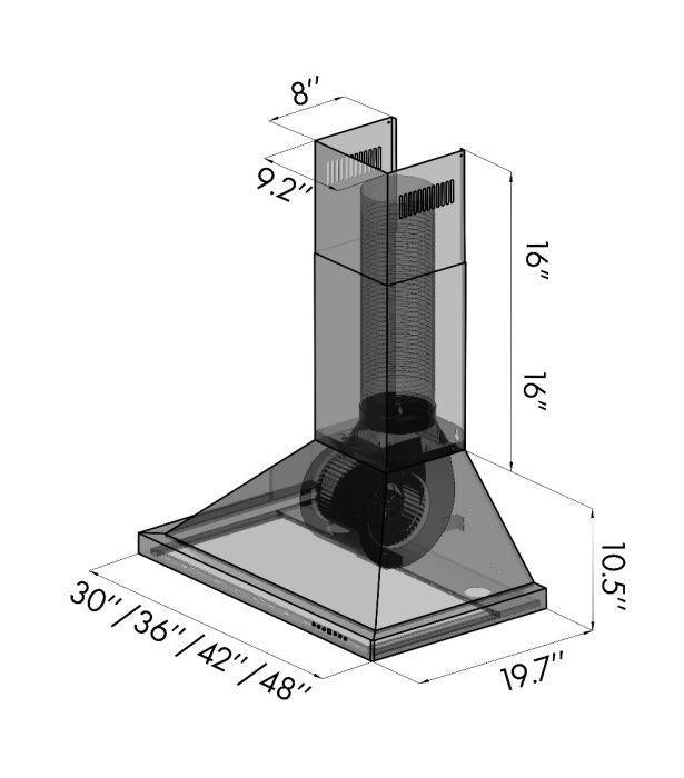 ZLINE 36 in. Convertible Vent Outdoor Approved Wall Mount Range Hood in Stainless Steel, KB-304-36