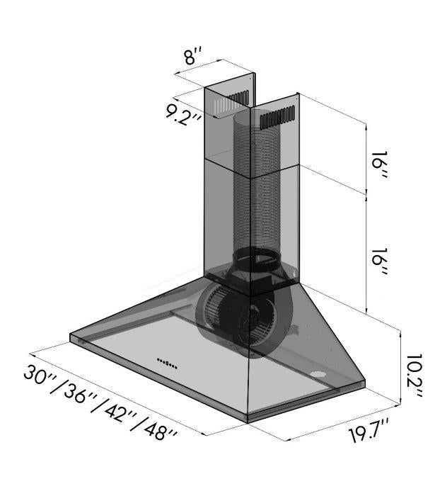 ZLINE 36 in. Convertible Vent Wall Mount Range Hood in Stainless Steel with Crown Molding, KL2CRN-36