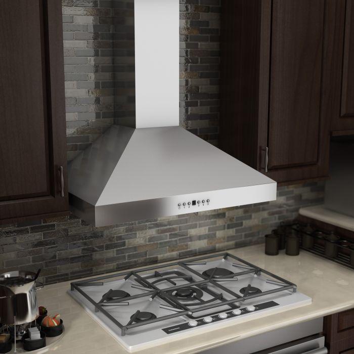 ZLINE 36 in. Convertible Vent Wall Mount Range Hood in Stainless Steel with Crown Molding, KL3CRN-36