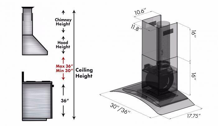 ZLINE 36 in. Wall Mount Range Hood in Stainless Steel, KN6-36