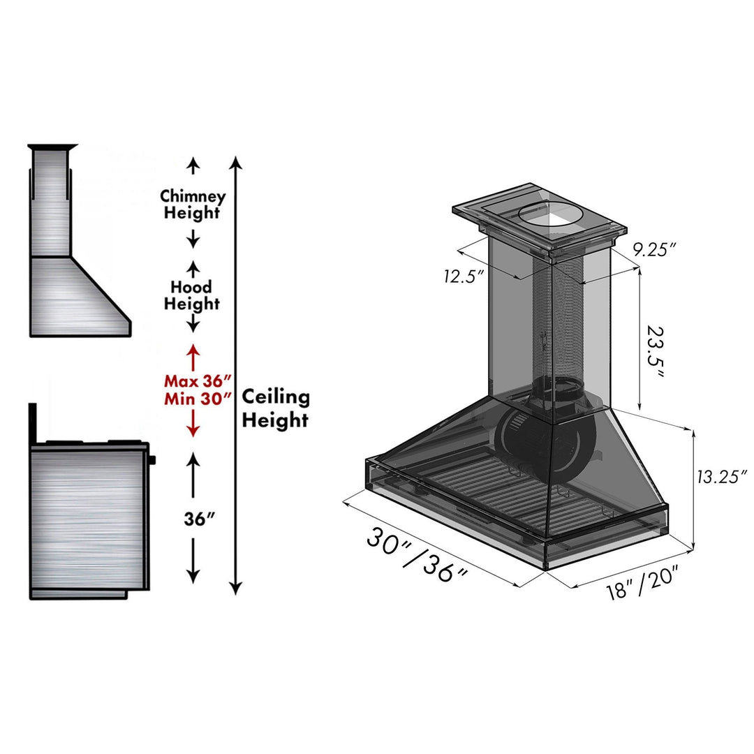 ZLINE 30" Ducted Unfinished Wooden Wall Mount Range Hood 400 CFM