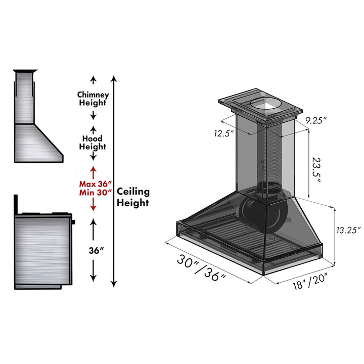 ZLINE 30" Ducted Unfinished Wooden Wall Mount Range Hood 400 CFM